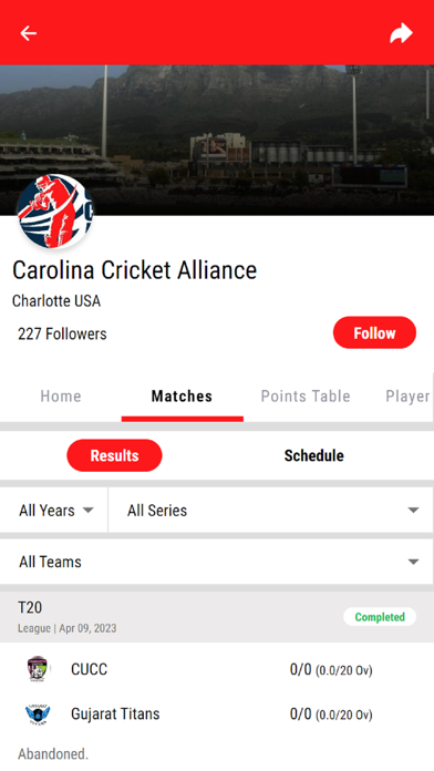 Carolina Cricket Alliance Screenshot
