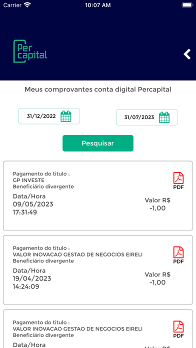 PerCapital Bank Screenshot