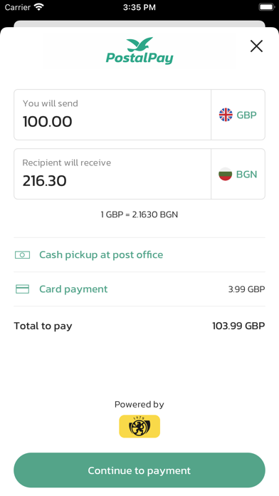 PostalPay Screenshot