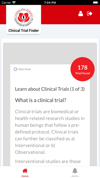 SCDAA Clinical Trial Finder Screenshot