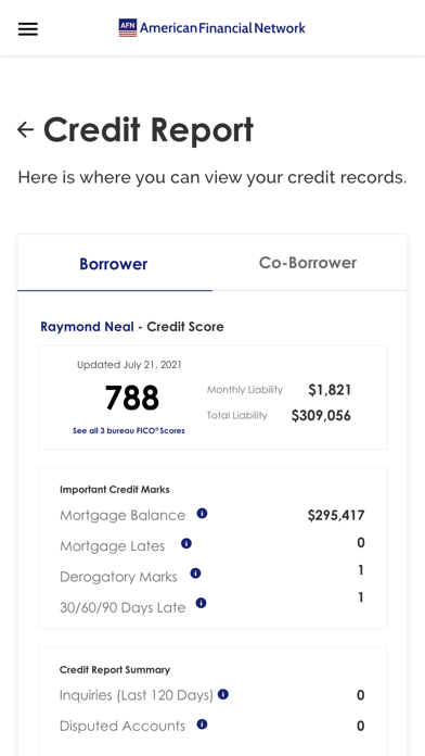 AFN Borrower Portal Screenshot