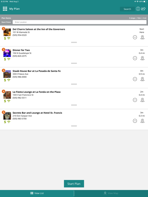 Santa Fe Margarita Trail iPad screenshot 8 - Food & Drink app