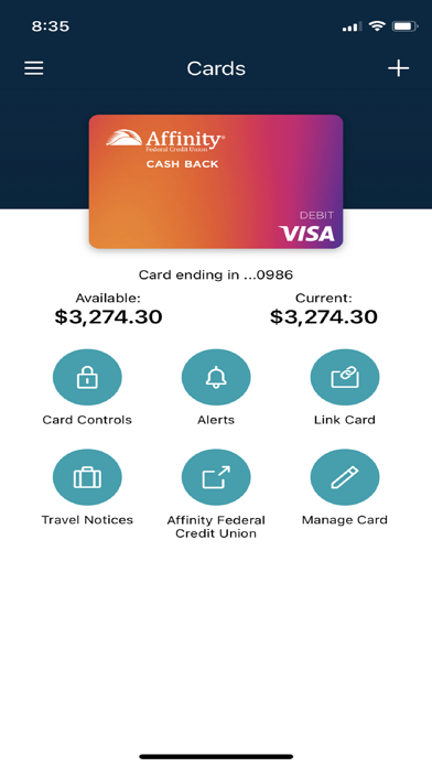 Affinity Card Center Screenshot