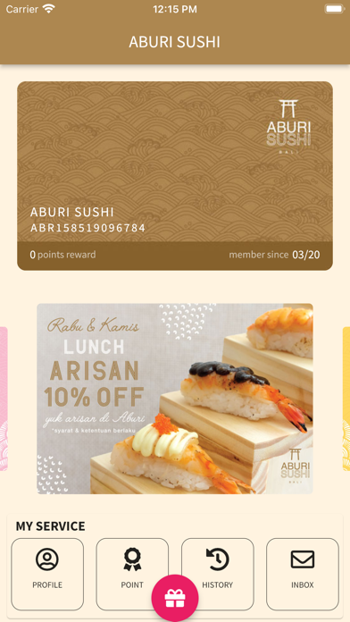 Aburi Sushi Membership Screenshot