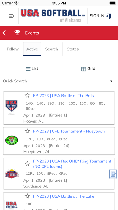 USA Softball of Alabama Screenshot