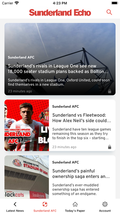 The Sunderland Echo Newspaper Screenshot