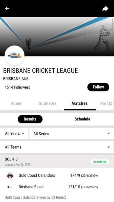 Brisbane Cricket League Screenshot