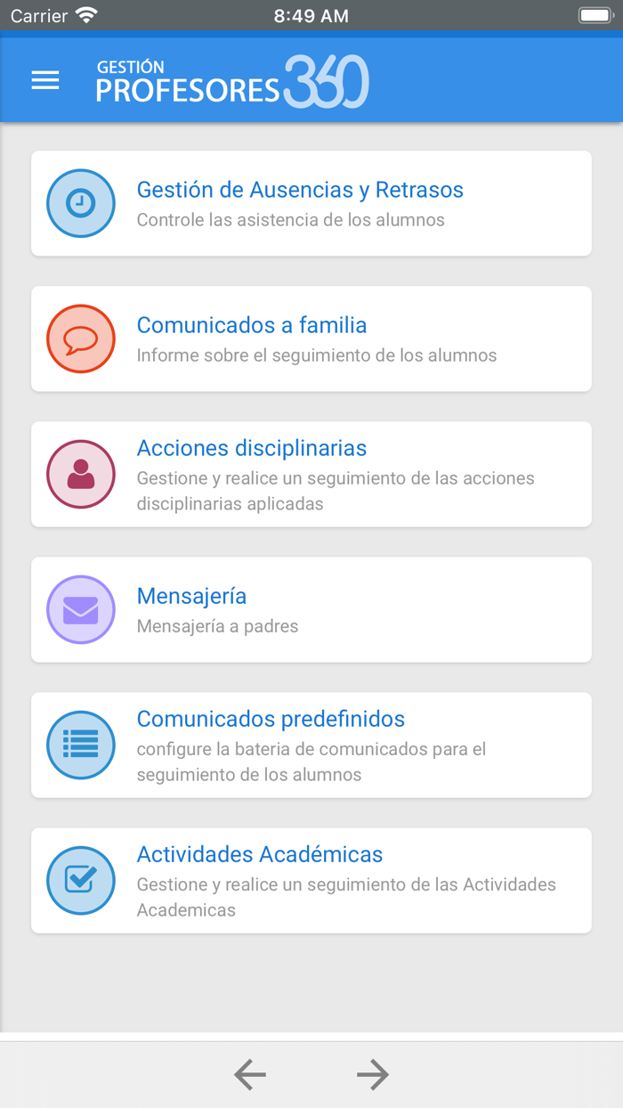 Gestión Profesores 360
