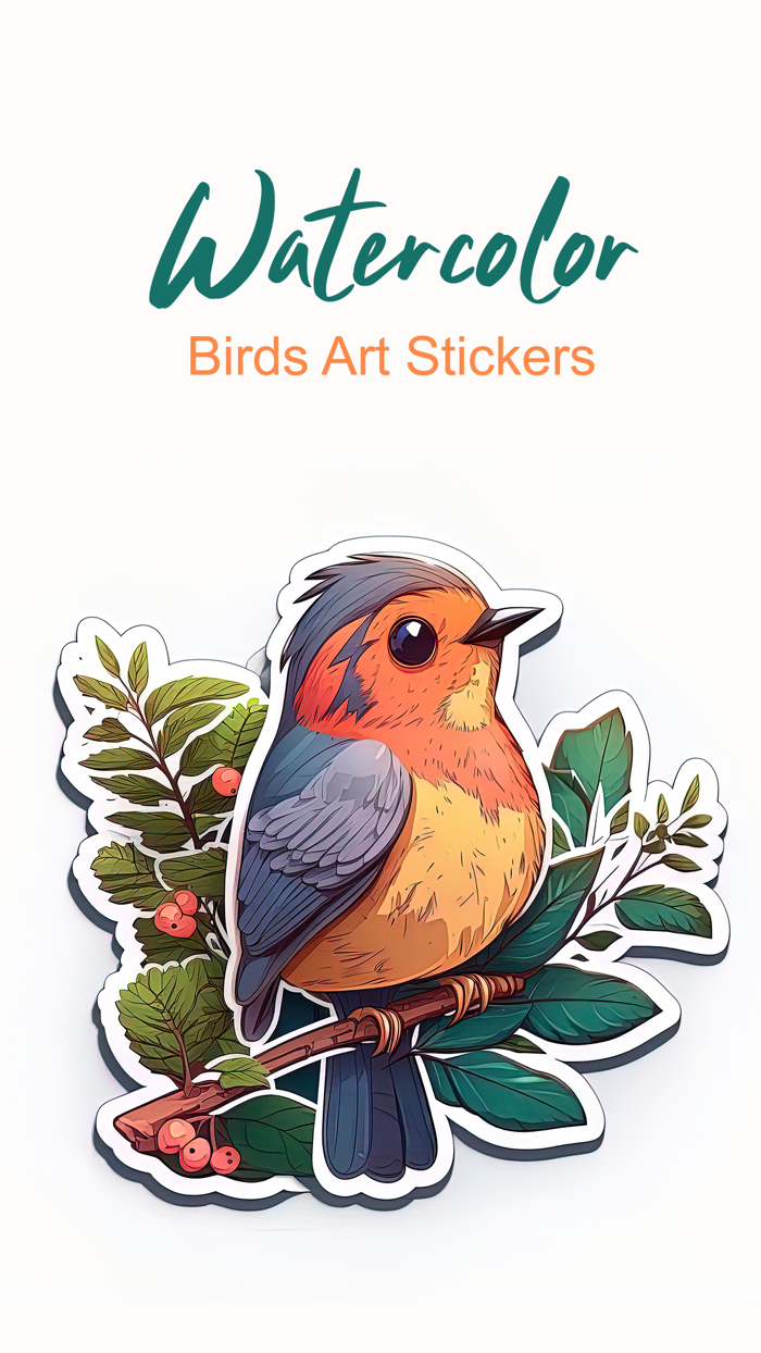 Watercolor Birds Art Stickers