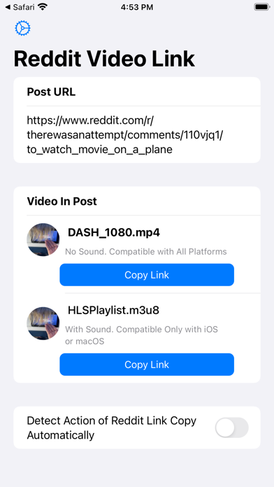 Screenshot #1 pour Direct Video Links for Reddit