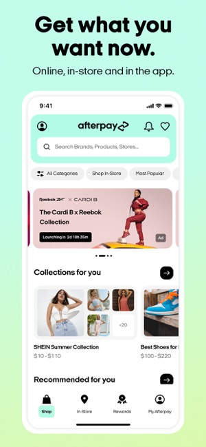 Categories on Afterpay