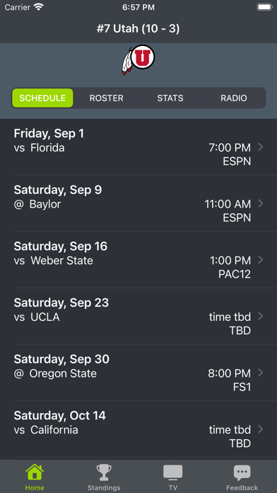 Screenshot #1 pour Utah Football Schedules