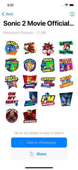 Game screenshot Sonic 2 Movie WA Stickers apk