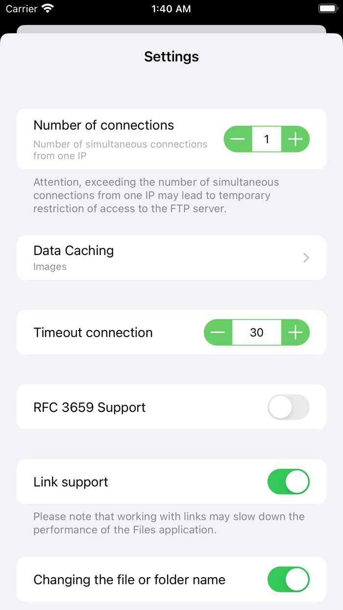 FTP Сlient for the Files app