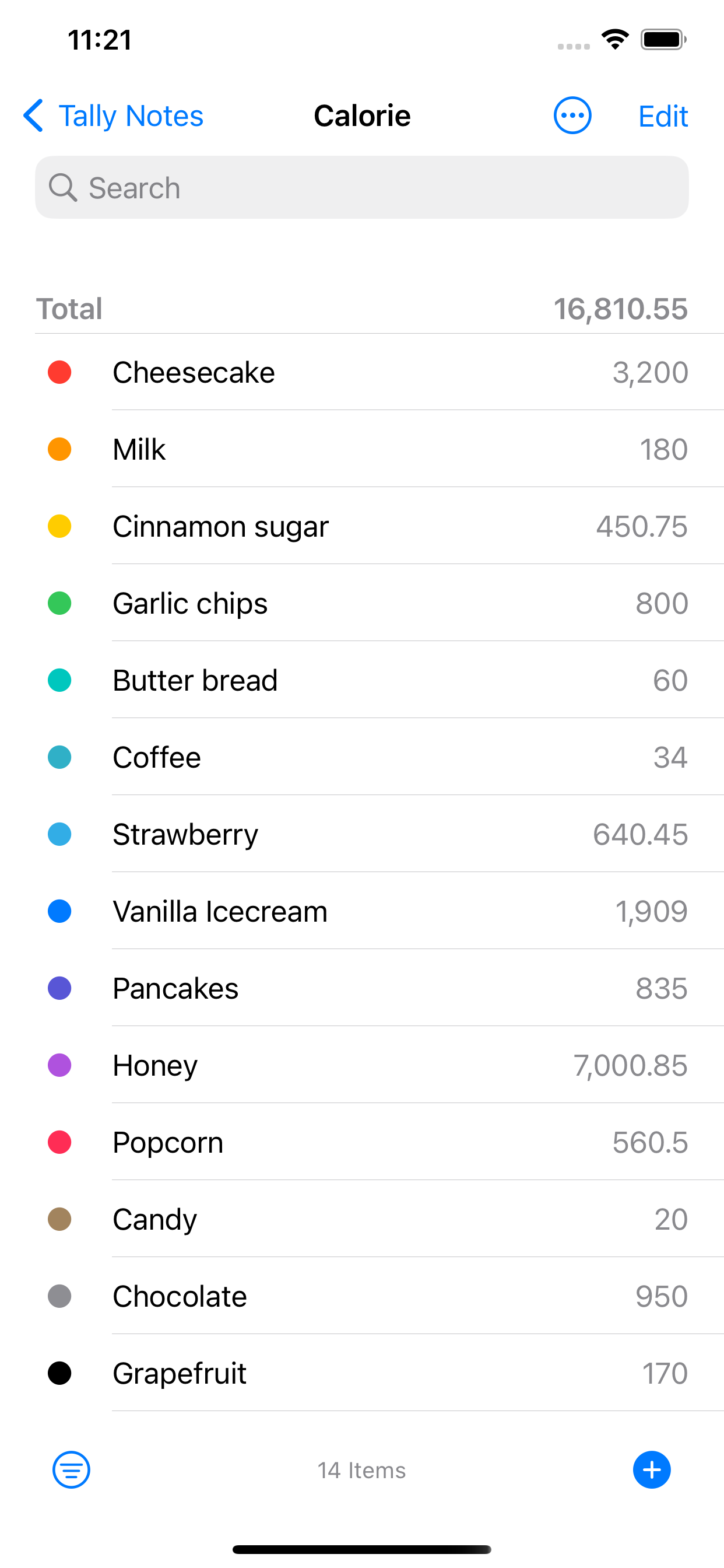Tally Notes - Calculate Total