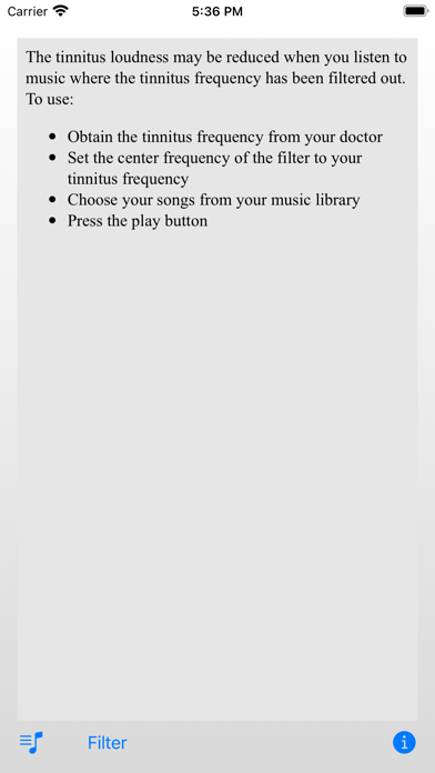 Tinnitus Music Player Screenshot