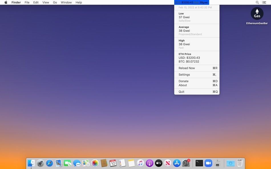 #1. Ethereum Gas Bar with Alert (macOS) 由: Academica.kr