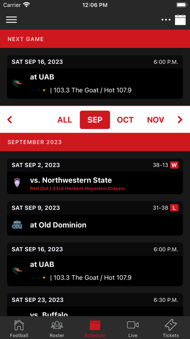 Ragin' Cajuns Athletics Screenshot