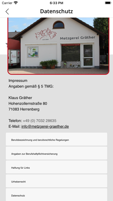 Gräther Metzgerei Screenshot