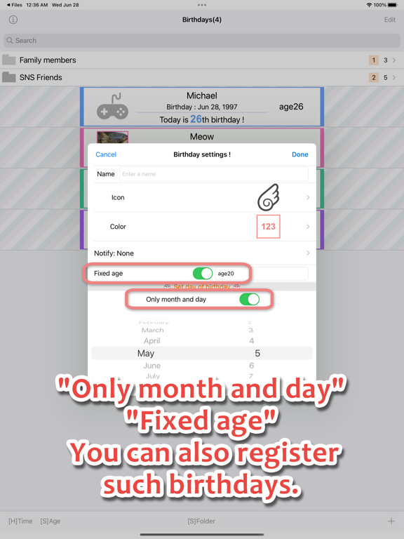 Birthdays Countdown iPad screenshot 5 - Lifestyle app