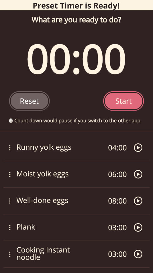 #2. Egg Timer : Preset Count-down (iOS) 由: Dongwoo Ha