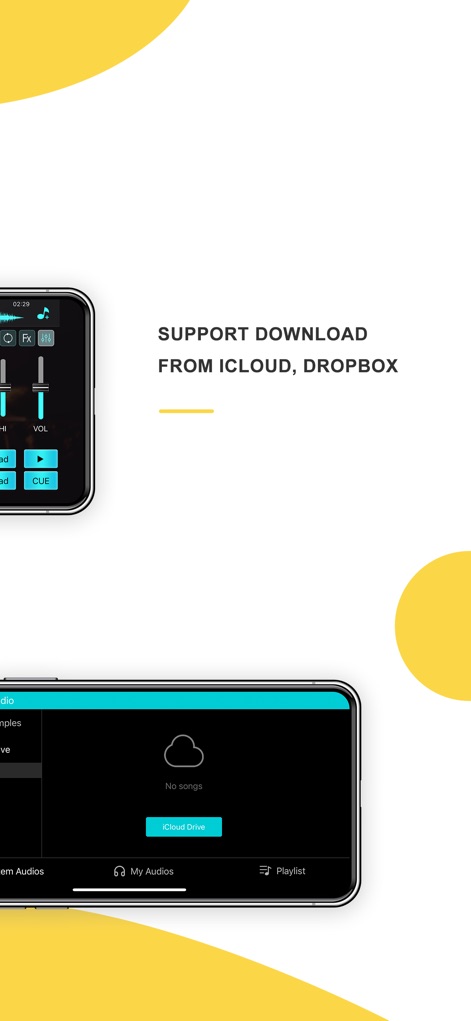 DJ Mixer Studio:Remix Music - Effortlessly access personal music libraries from iCloud Drive and iTunes, allowing users to import and integrate their favorite tracks directly into the app.
