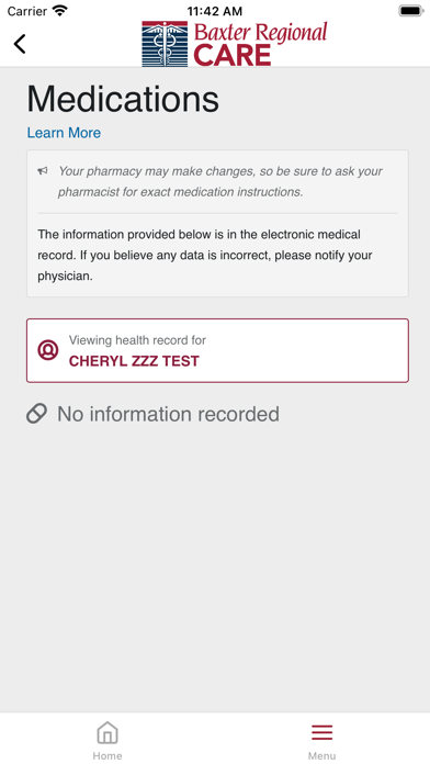 Baxter Regional CARE Screenshot
