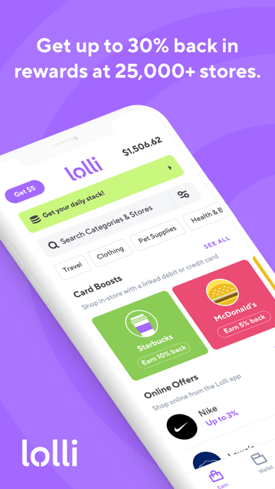 Lolli: Earn Cashback & Bitcoin Screenshot