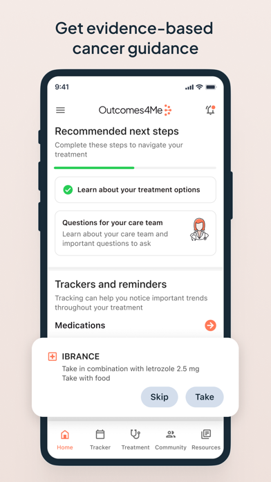 Outcomes4Me Cancer Care Screenshot
