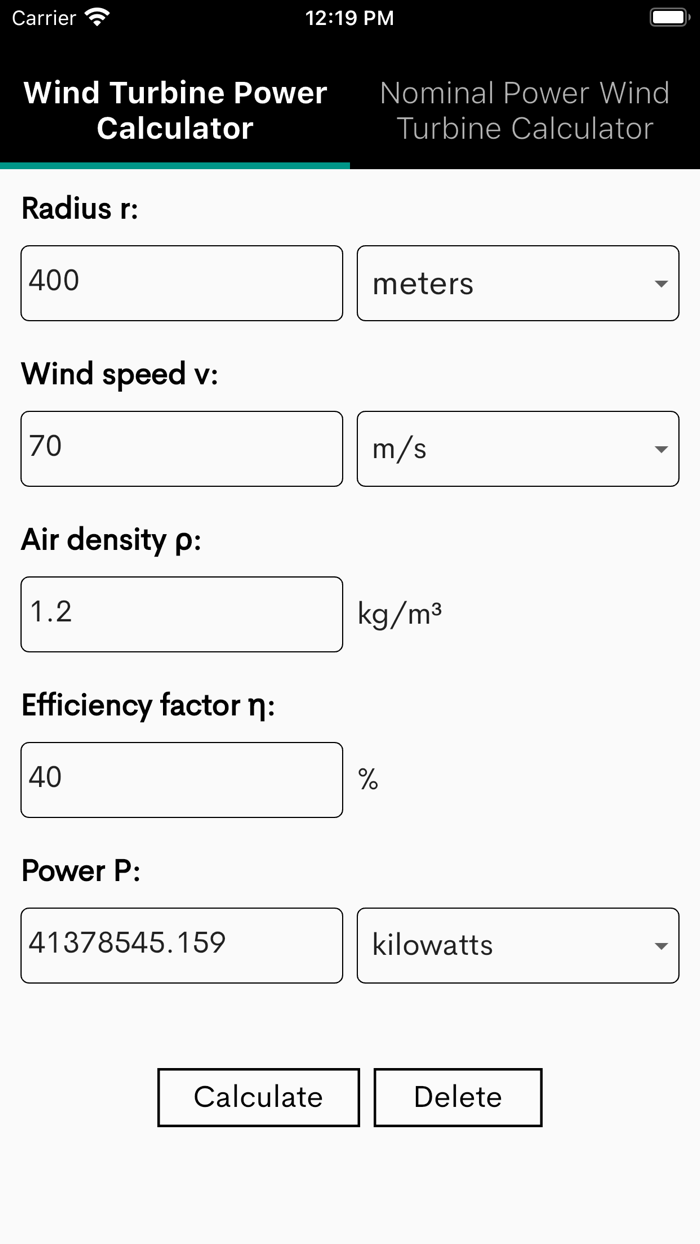 Wind Turbine Power Calculator
