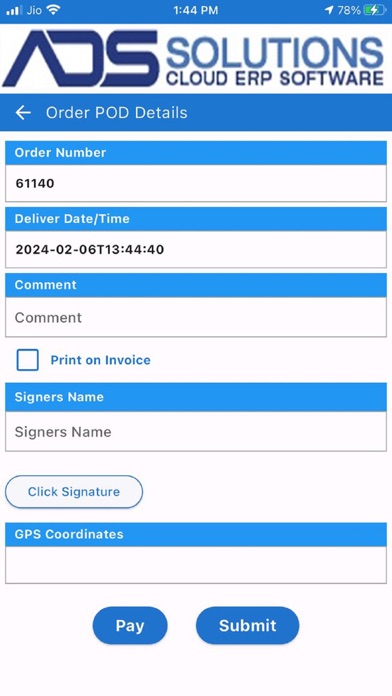 ADS Solutions POD App Screenshot