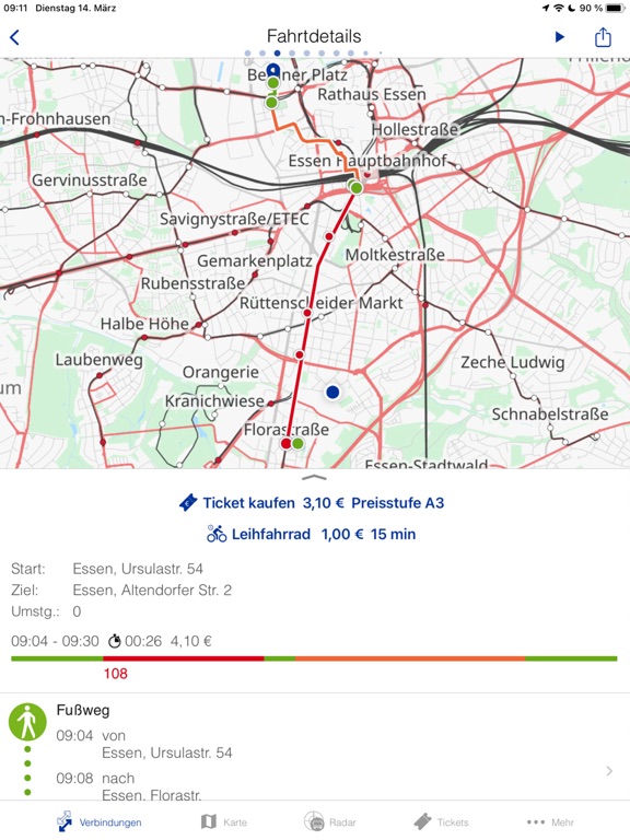 Screenshot #6 pour ZÄPP Die Ruhrbahn App