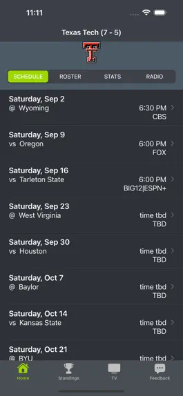 Game screenshot Texas Tech Football Schedules mod apk