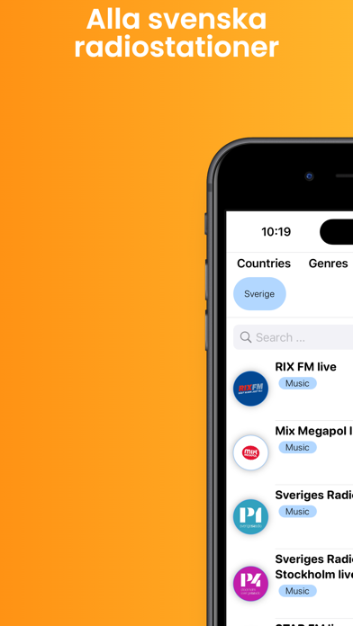 Sveriges Radiostationer live Screenshot