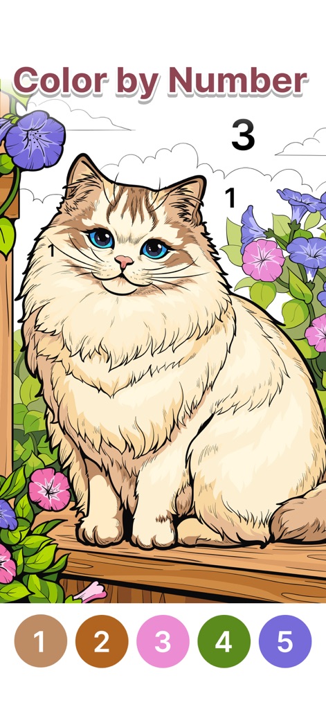 Anima Color - Color by Number - La herramienta permite colorear encantadores animales con números claramente legibles y detalles de coloración precisos para un resultado atractivo.