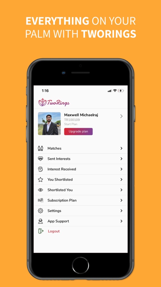 #6. TwoRings: Matrimony Service (iOS) Von: Ontwerp Analytics Pvt. Ltd.