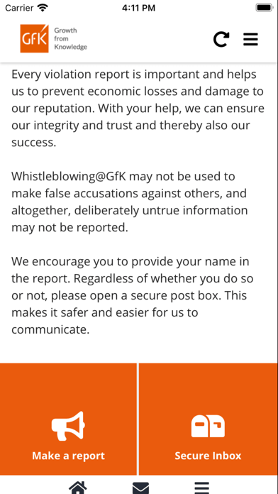 Whistleblowing@GfK App Screenshot