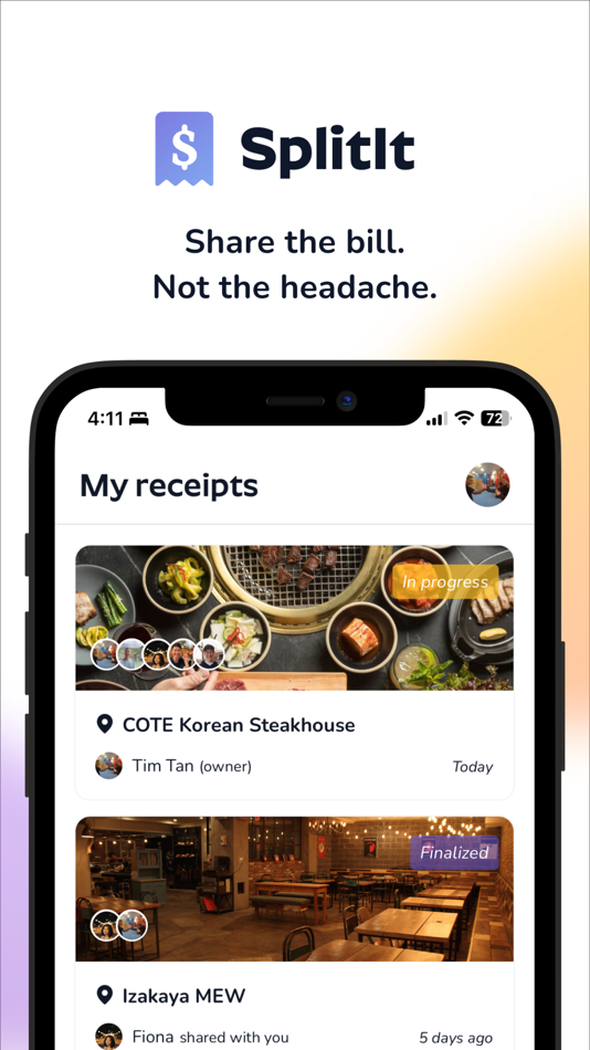 SplitIt: Split Food Receipts - 1.6.0 - (iOS)