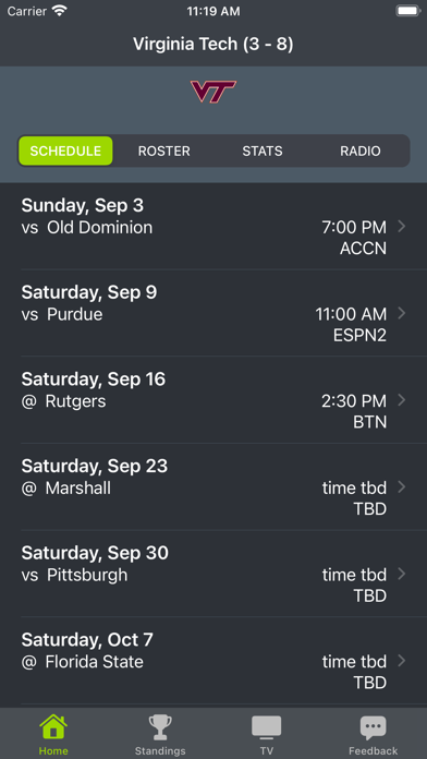 Virginia Tech Football Screenshot
