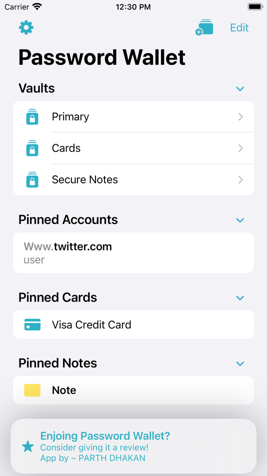 #2. Password Wallet ("IOS"). (iOS) بواسطة: Parth Dhakan