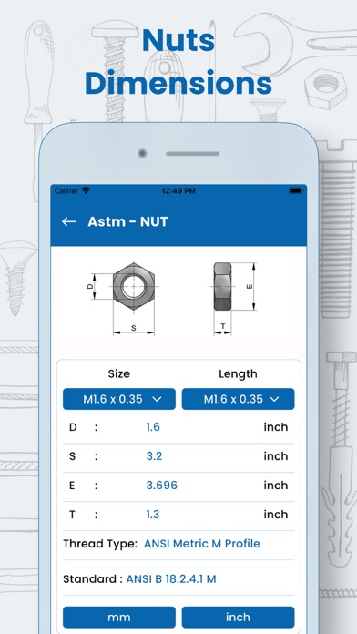 Screenshot #3 pour Fastener Dimensions