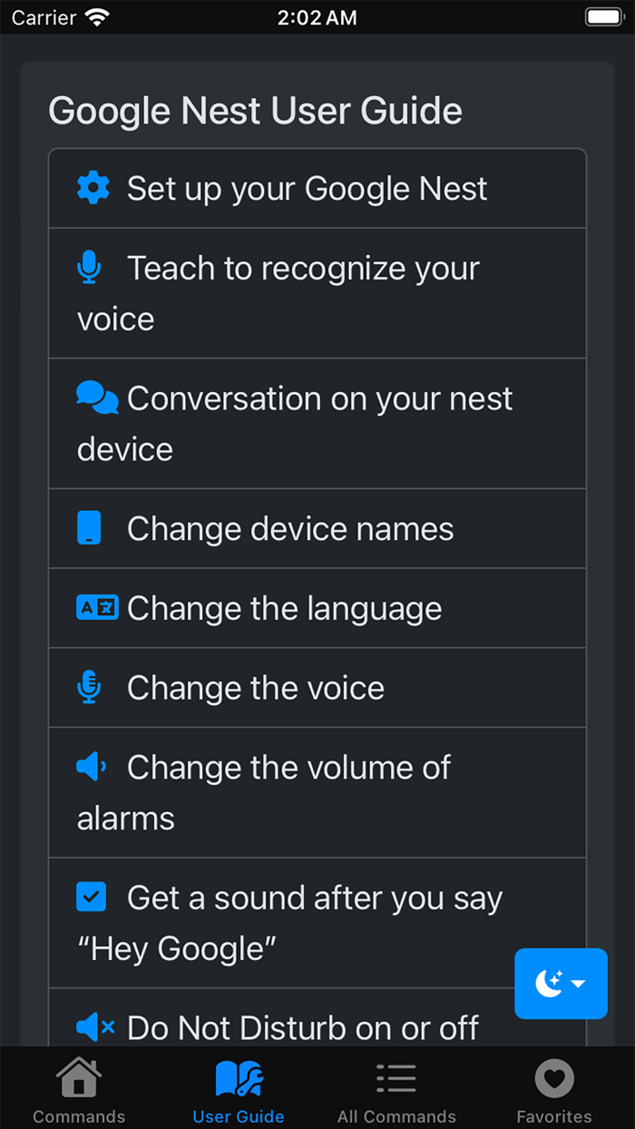 Commands for Google Nest