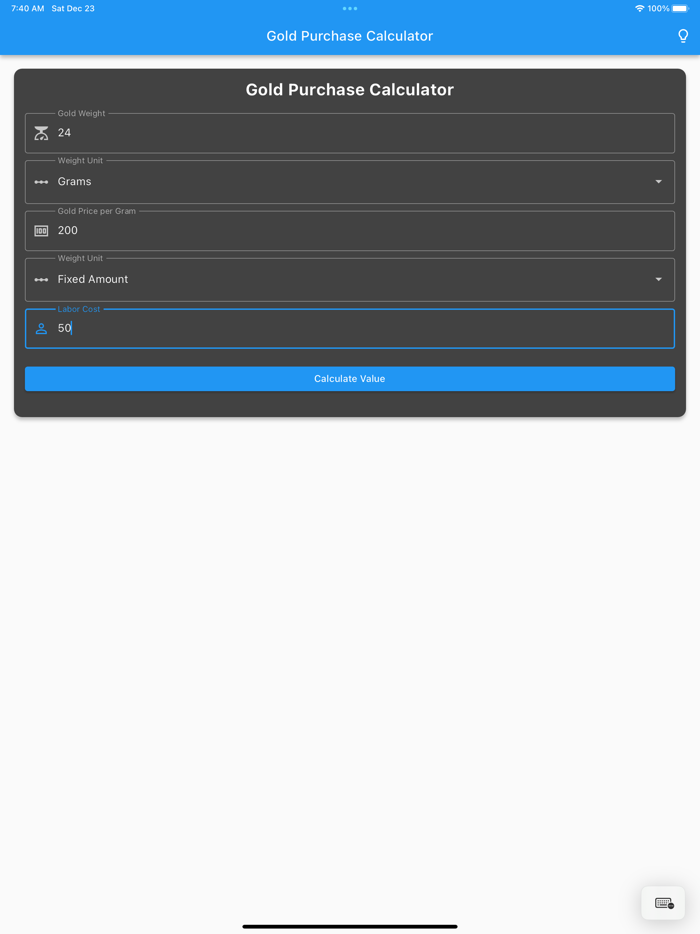 Gold Purchase Calculator