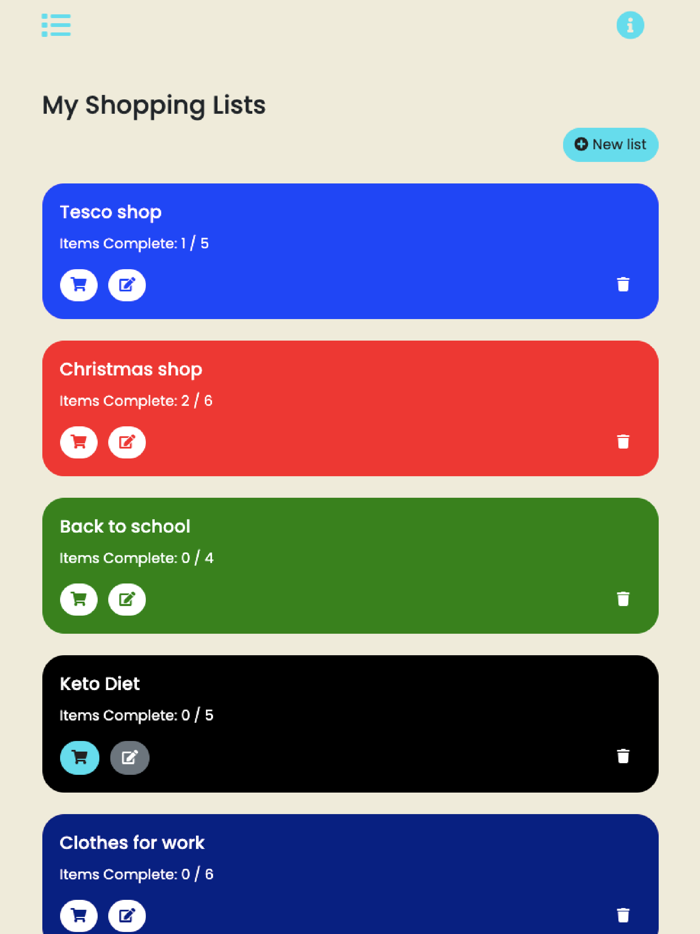 Simple Shopping List Maker