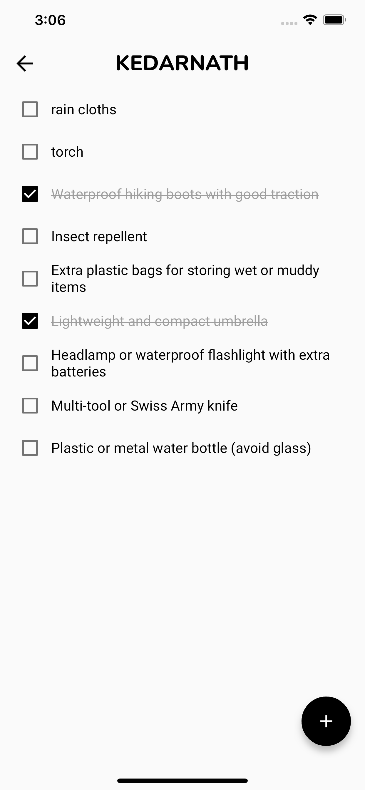 Travel Checklist App