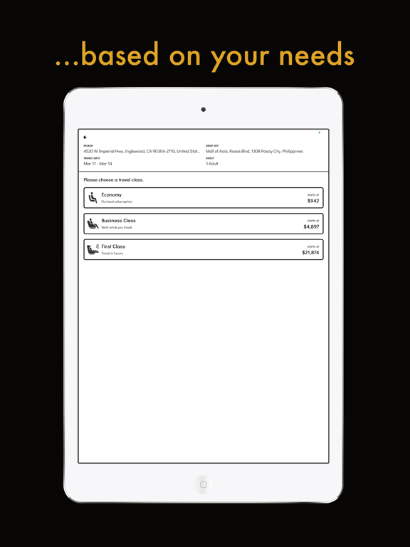 Door2Door Flights iPad screenshot 2 - Travel app