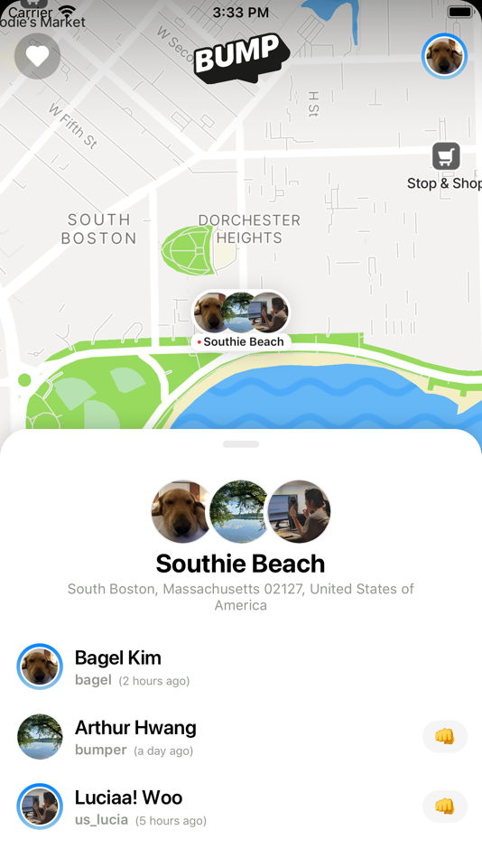 #7. Bump - Where you at? (iOS) Podle: Bump Social