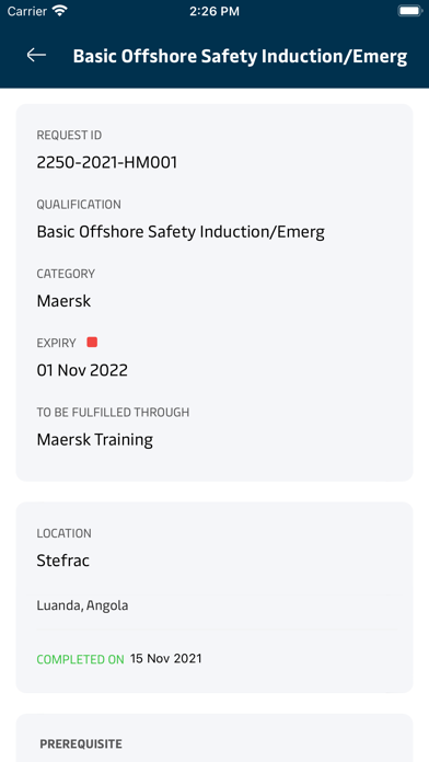 Maersk Training TMS Screenshot