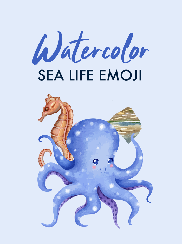 Watercolor Sea Life Emojis
