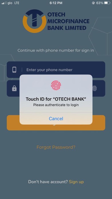 OTECH BANK Screenshot